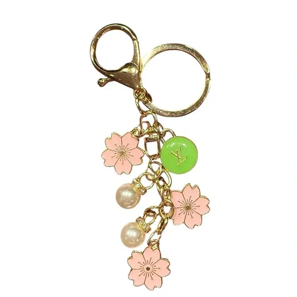 Louis Vuitton GWP Gold and Pink Floral Keychain or Bag Charm - Picture 1 of 2
